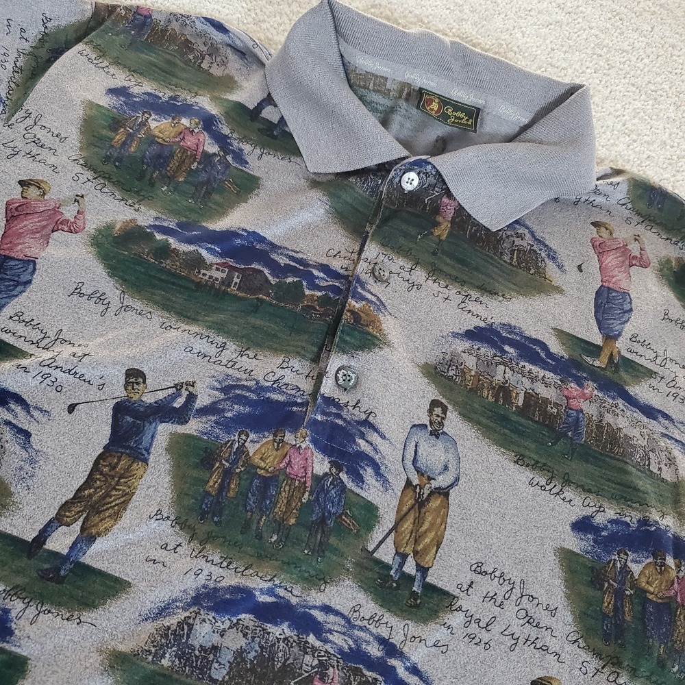 Bobby Jones Men's Polo Golf Shirt‎ Size L Lake Forest Golf Logo Short Sleeve